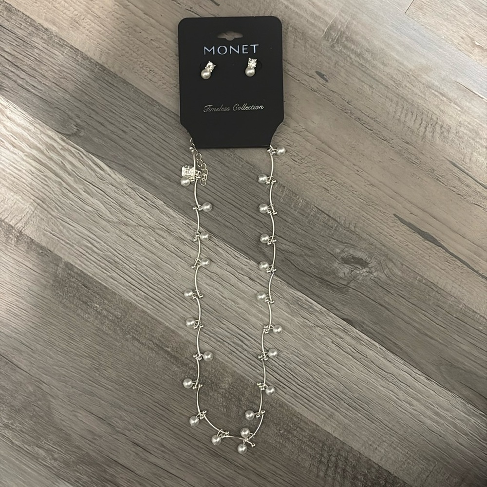Monet Pearl & Silver Set